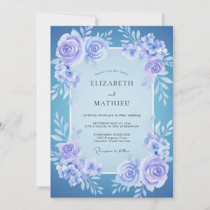 Immergrün-Indigo-Kranz-Hochzeit Einladung