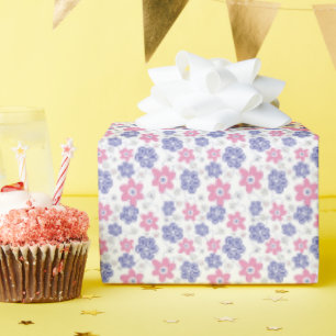 Immergrün Lavendel Rosa Blumen Geschenkpapier
