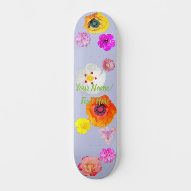 Immergrün Lebendiger Blumen-Mix-Skateboard Skateboard (Vorderseite)