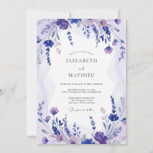 Immergrün-Lila-Zweig-Sage-Hochzeit Einladung