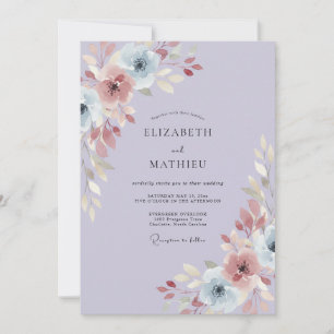 Immergrün-Malven-Ranunculus-Eukalyptus-Hochzeit Einladung