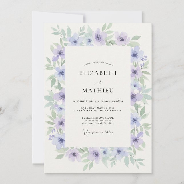 Immergrün-Mint-Kranz-Hochzeit Einladung (Vorderseite)