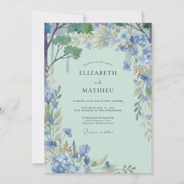 Immergrün-Mint-Rebe-Hochzeit Einladung (Vorderseite)