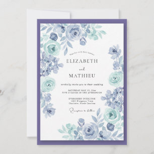 Immergrün-Minz-Aquarell-Hochzeit Einladung
