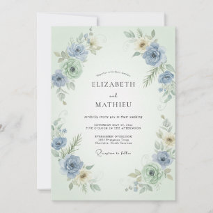 Immergrün-Minz-Ranunculus-Eukalyptus-Hochzeit Einladung