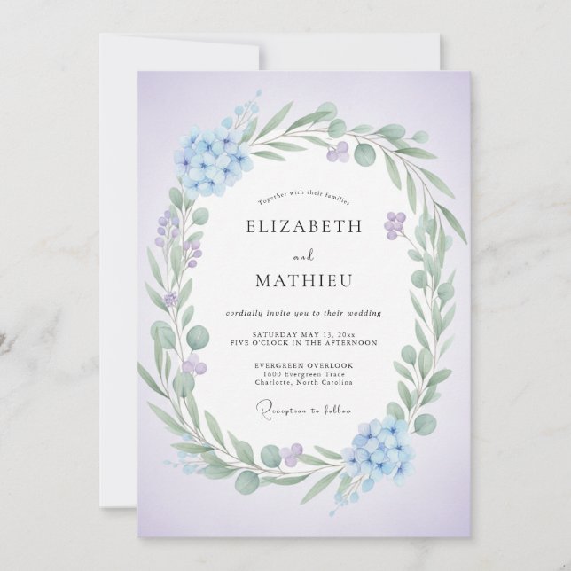 Immergrün-Sage-Blatt-Hochzeit Einladung (Vorderseite)