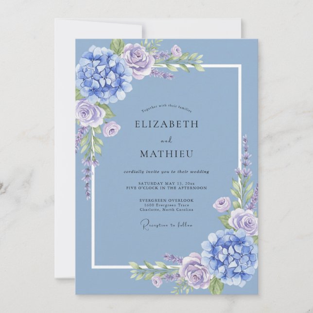 Immergrün sanfte florale Hochzeit Einladung (Vorderseite)