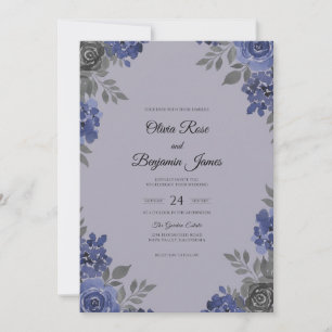Immergrün-Schiefer-Wildblumen-Hochzeit Einladung