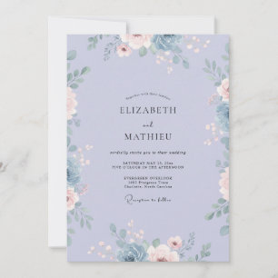 Immergrün-softes-Blüten-Hochzeit Einladung
