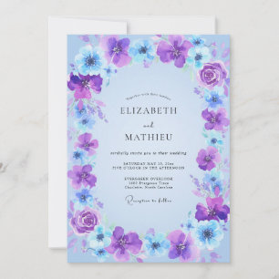 Immergrün-Veilchen-Wildblumen-Hochzeit Einladung