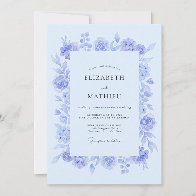 Immergrün weiche botanische Hochzeit Einladung (Vorderseite)