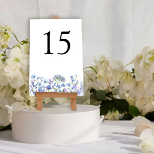 Immergrün-Wildblumen-Hochzeitsblumen Tischnummer