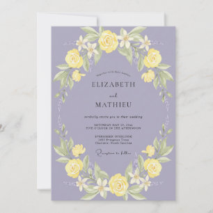 Immergrün-Zitronen-Rosen-Hochzeit Einladung