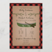 Immergrüne Bäume + Kanu-karierte Hochzeit