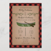 Immergrüne Bäume + Kanu-karierte Hochzeit