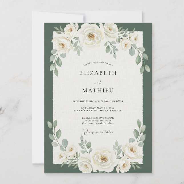 Immergrüne Eukalyptus-Hochzeit Einladung (Vorderseite)