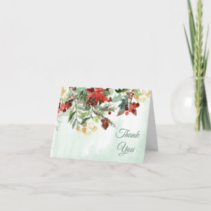 Immergrüne Florale Winterbeere Dankeschön Karte