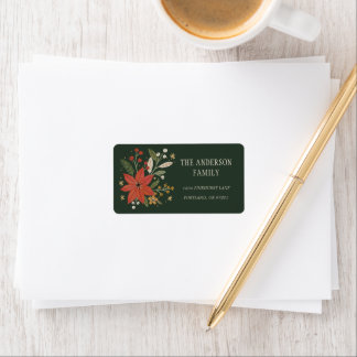 Immergrüne Folk Floral Weihnachts-Rücksende-Adress Adressaufkleber