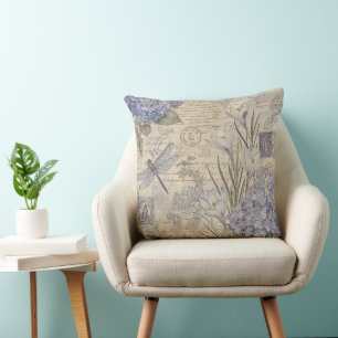 Immergrüne Hortensie und shabby-chic Libelle Kissen
