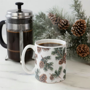 Immergrüne Kiefernzapfen Kuschel Winter Kaffee  Kaffeetasse