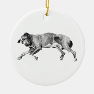 Immergrüne Ruhe, seitlich liegender Freund Keramik Ornament