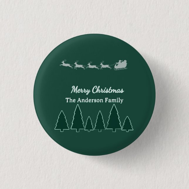 Immergrüne Schlitten-Familien-Winter-Glow Button (Vorderseite)
