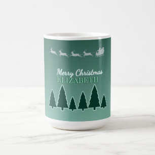 Immergrüne Schlitten-Feiertags-Name-Glanz Kaffeetasse