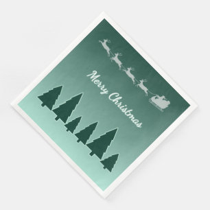 Immergrüne Schlitten-Weihnachtsgrün-Glanz Serviette