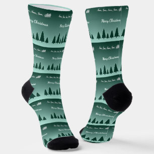 Immergrüne Schlitten-Weihnachtsstrumpf-Glow Socken