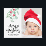Immergrüne Weihnachtsfeiertags-Foto-Postkarte Feiertagspostkarte<br><div class="desc">Senden Sie Ihre Feiertagsgrüße in der Art dieses Jahr mit dieser wunderlichen und modernen Fotopostkarte aus. Auch verfügbar als gefaltete Grußkarte und als flache Karte. Besichtigen Sie das Geschäft,  um die Erholung dieser Sammlung zu sehen.</div>