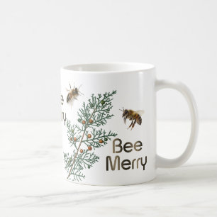 Immergrüne Weihnachtstasse für Imker Bee Merry Kaffeetasse