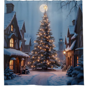 Immergrüner Glanz – Weihnachtsbaum Kunst Duschvorh Duschvorhang
