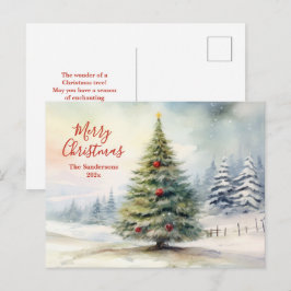 Immergrüner Kiefernbaum Vintage-Weihnachtspostkart Feiertagspostkarte