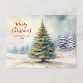 Immergrüner Kiefernbaum Vintage-Weihnachtspostkart Feiertagspostkarte