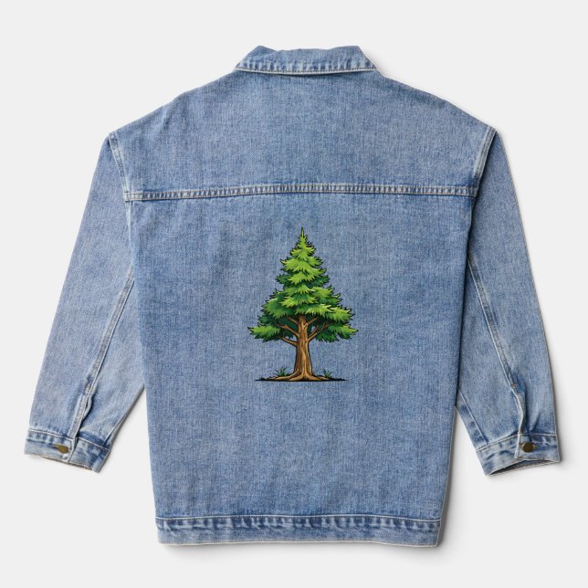 Immergrüner Wald Jeansjacke (Rückseite)
