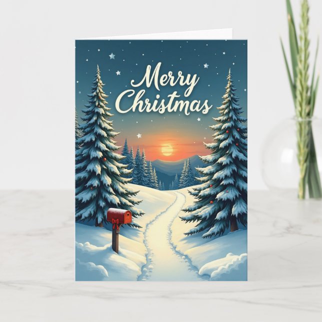 Immergrüner Weg Weihnachtskarte Karte (Vorderseite)