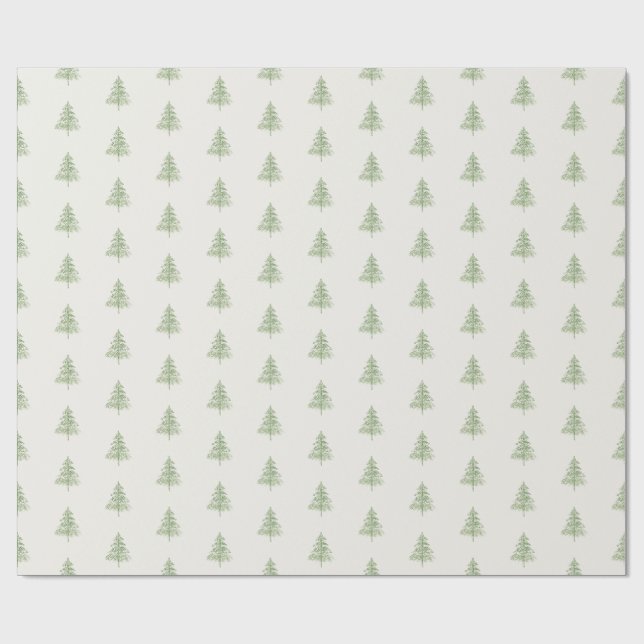 Immergrüner Weihnachtsbaum Salbeigrün Geschenkpapier (Flach)