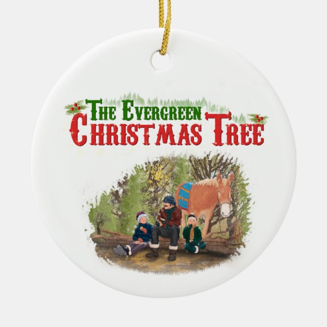 Immergrüner Weihnachtsbaumschmuck  Keramik Ornament (Vorne)
