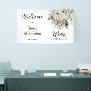 Immergrüner Winter Onederland Erste Geburtstags-Wi Banner