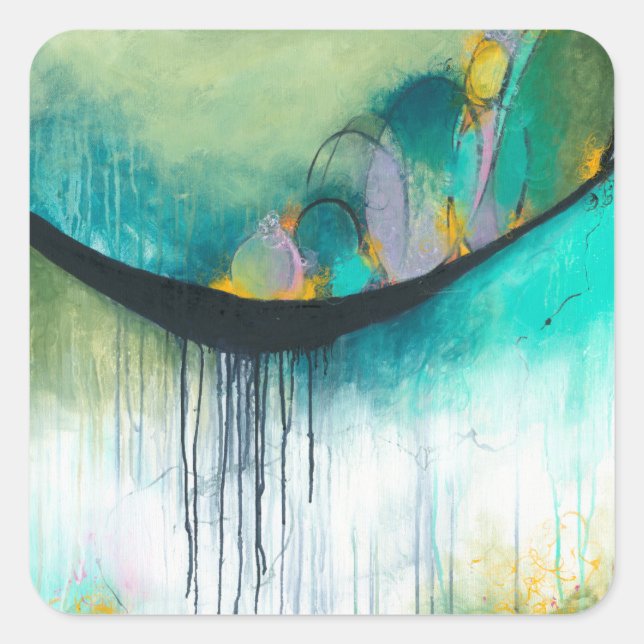 Immerse - Square Abstrakt Expressionismus Art Quadratischer Aufkleber (Vorderseite)