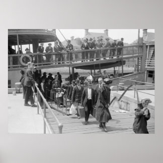 Immigranten Ankunft auf der Insel Ellis, Anfang de Poster
