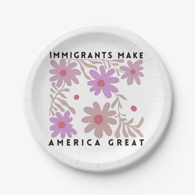 Immigranten machen Amerika zu einem großartigen, f Pappteller (Vorderseite)