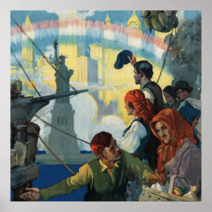 Immigranten und die Freiheitsstatue Poster