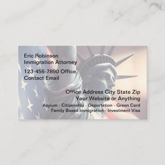 Immigration Attorney New Business Cards Visitenkarte (Vorderseite)