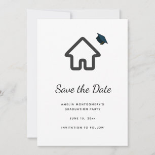 Immobilien-Architektur-Haus-Symbol-Abschluss Save The Date