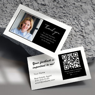 Immobilien-Dankeschön und QR-Code-Bewertung Weiß Visitenkarte