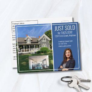Immobilien-Direktmail Modern Blau 2 Bild Postkarte