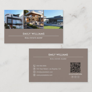 Immobilien-Foto-QR-Social-Media-Taupe Visitenkarte