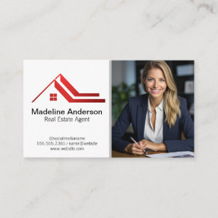 Immobilien Geschäftsfrau lächelnd Visitenkarte