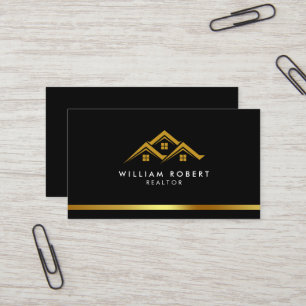 Immobilien Golden House Logo Moderner Makler Visitenkarte